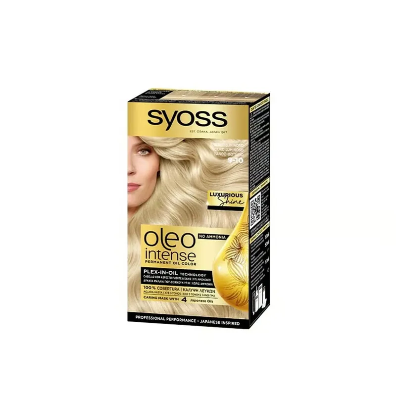 Alkuperäinen Syoss Oleo Intense Permanent Oil Color Kestovärjäävä Hiusväri 9-10 Bright Blonde Suomi Toimitus