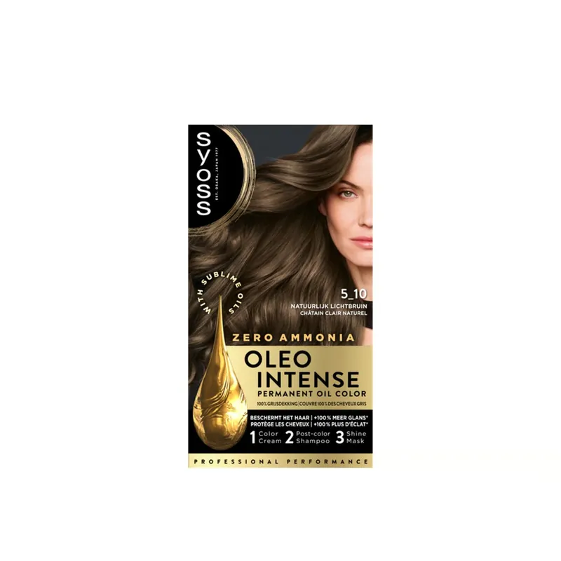 Syoss Oleo Intense Permanent Oil Color Kestävä Hiusväri 5-10 Natural Light Brown Suomi Toimitus Tilaa Nyt