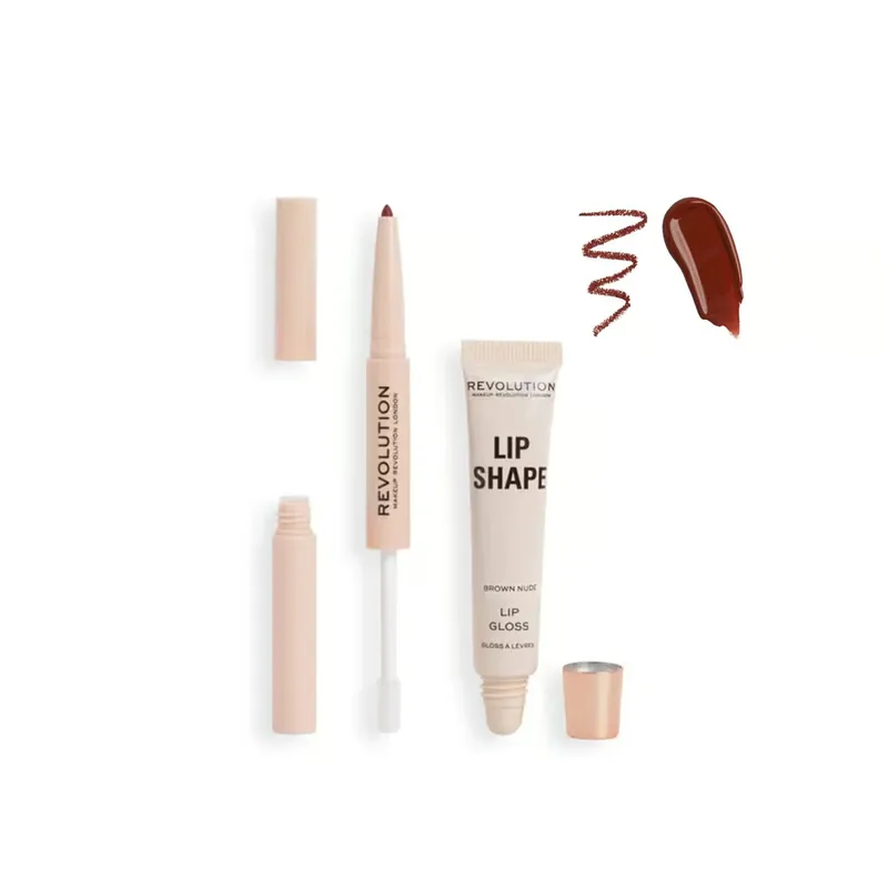 Alkuperäinen Makeup Revolution Lip Shape Kit Brown Nude Suomi Toimitus