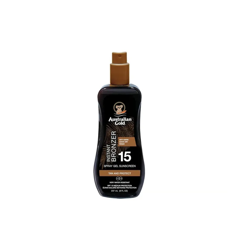 Vain Tänään Australian Gold Instant Bronzer Spray Aurinkosuojageeli SPF15 237ml Suomi Toimitus