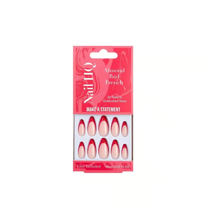 Nail HQ Make a Statement Almond Red French -tekokynnet x24 Suomi Toimitus Uusi Malli