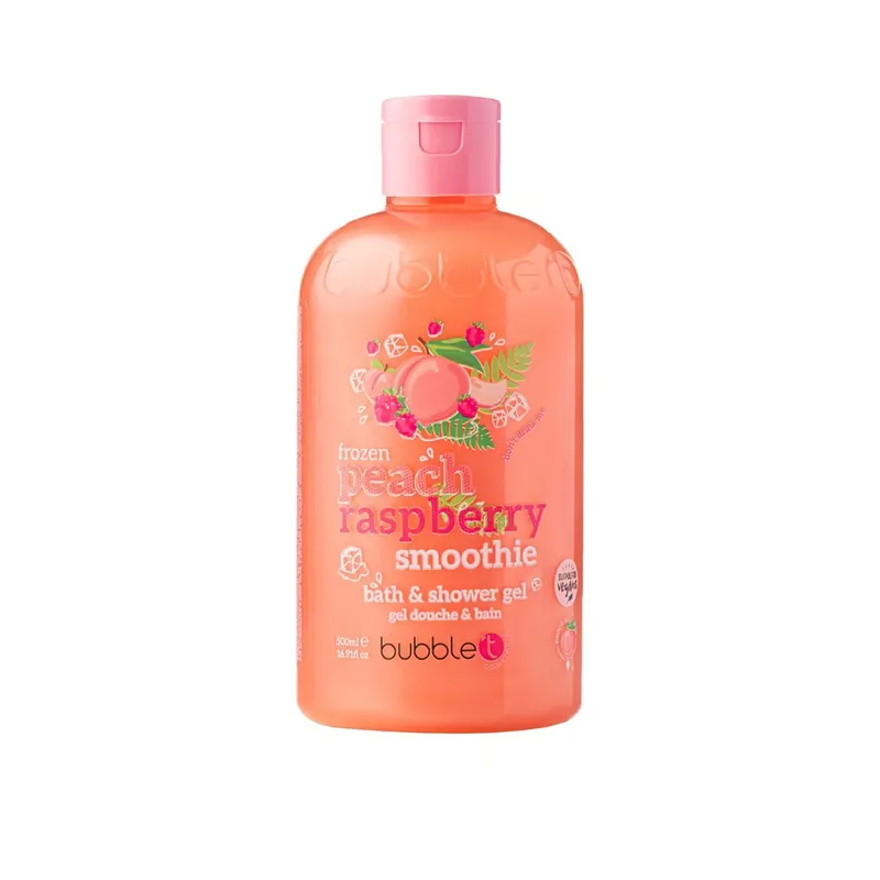 Superhinta Bubble T Frozen Peach & Raspberry Smoothie Kylpy- ja Suihkugeeli 500ml Suomi Toimitus