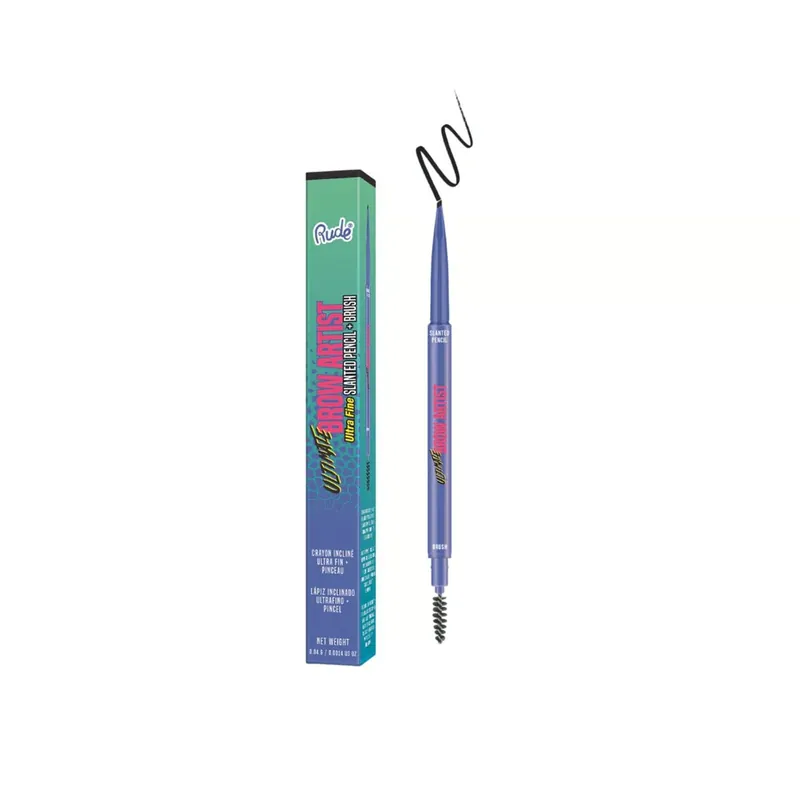 Rude Cosmetics Ultimate Brow Artist Ultra Ohut Vino Kynä + Harja Black Brown 0.04g Suomi Toimitus Paras Hinta