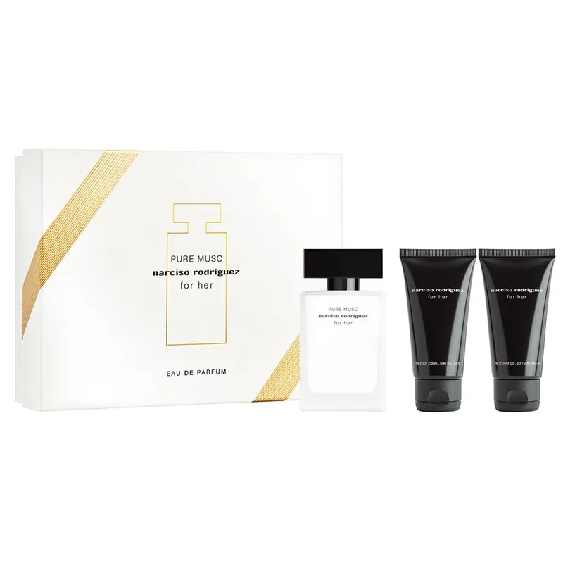 Loppuunmyynti Narciso RodriguezFor her Pure Musc Gift SetEdP 50 ml, Body Lotion 50 ml, Shower Gel 50 ml