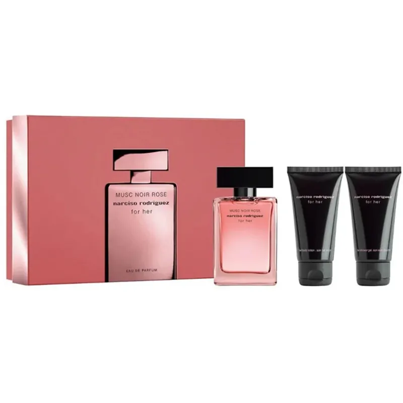 Ilmainen Palautus Narciso RodriguezFor Her Musc Noir Rose Gift Set50 ml + 50 ml + 50 ml