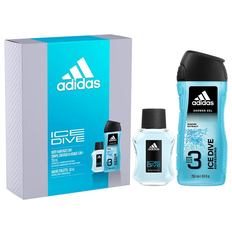 AdidasIce Dive For Him Gift SetEdT 50 ml, Shower Gel 250 ml Korkea Laatu