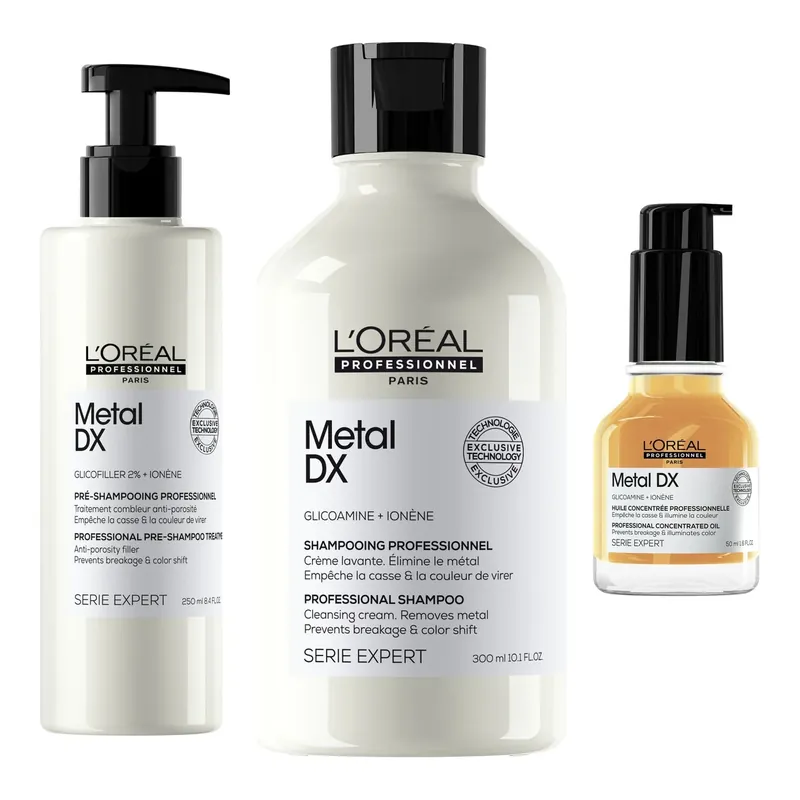 L‘Oréal ProfessionnelMetal DX TrioPre-Shampoo 250ml, Shampoo 300ml, Oil 50ml Viimeinen Mahdollisuus