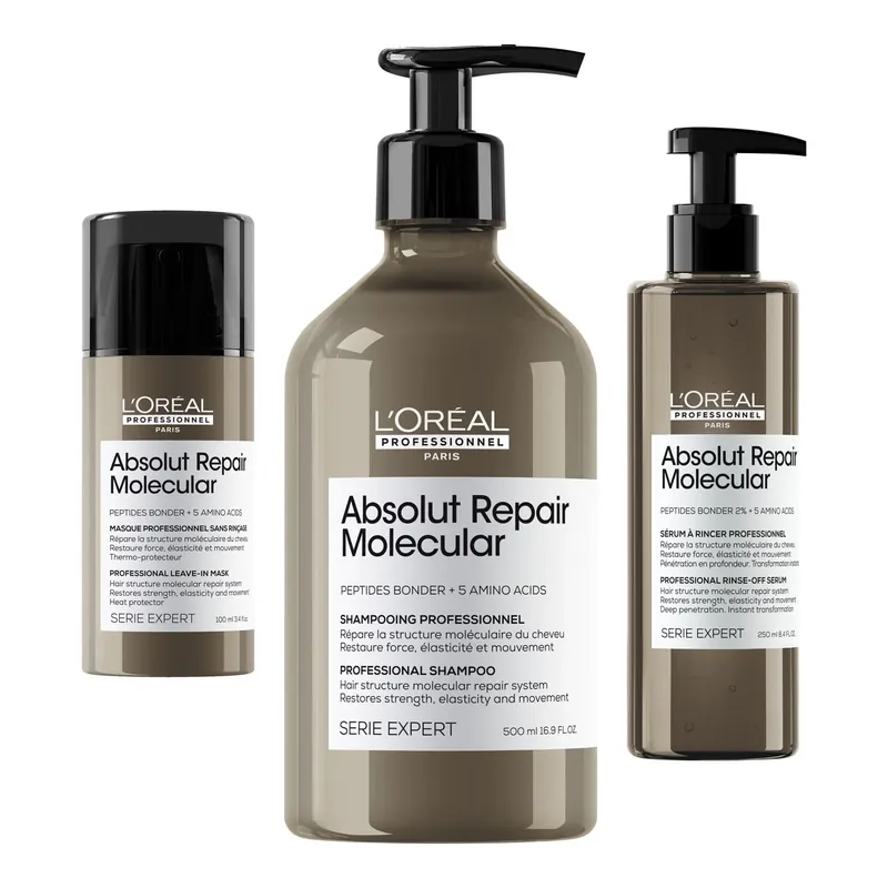 L‘Oréal ProfessionnelMolecular Repair EssentialsShampoo 500 Ml, Serum 250 ml & Mask 100 ml 850 ml Eniten Myyty