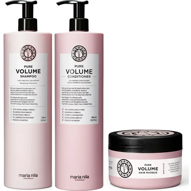 Maria NilaPure Volume TrioShampoo 1000ml, Conditioner 1000ml, Masque 250ml 2250 ml Loppuunmyynti