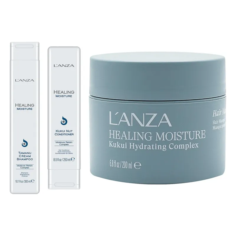 Alennettu L‘ANZAHealing Moisture TrioShampoo 300ml, Conditioner 250ml, Hair Masque 200ml 750 ml