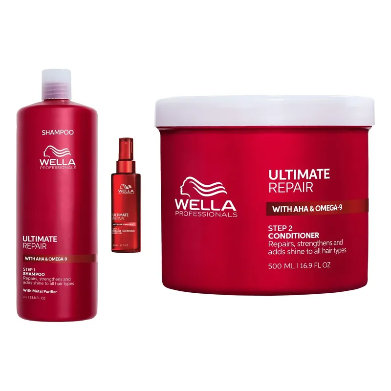 Edullinen Wella ProfessionalsUltimate Repair Hair Recovery SetShampoo 1000 Ml, Conditioner 500 ml & Hair Rescue 95 ml 1595 ml