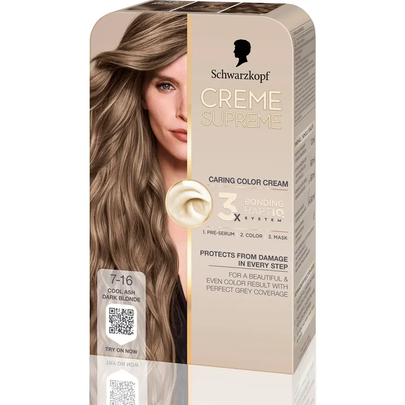Korkea Laatu SchwarzkopfCreme Supreme7-16 Cool Ash Dark Blonde 1 pcs