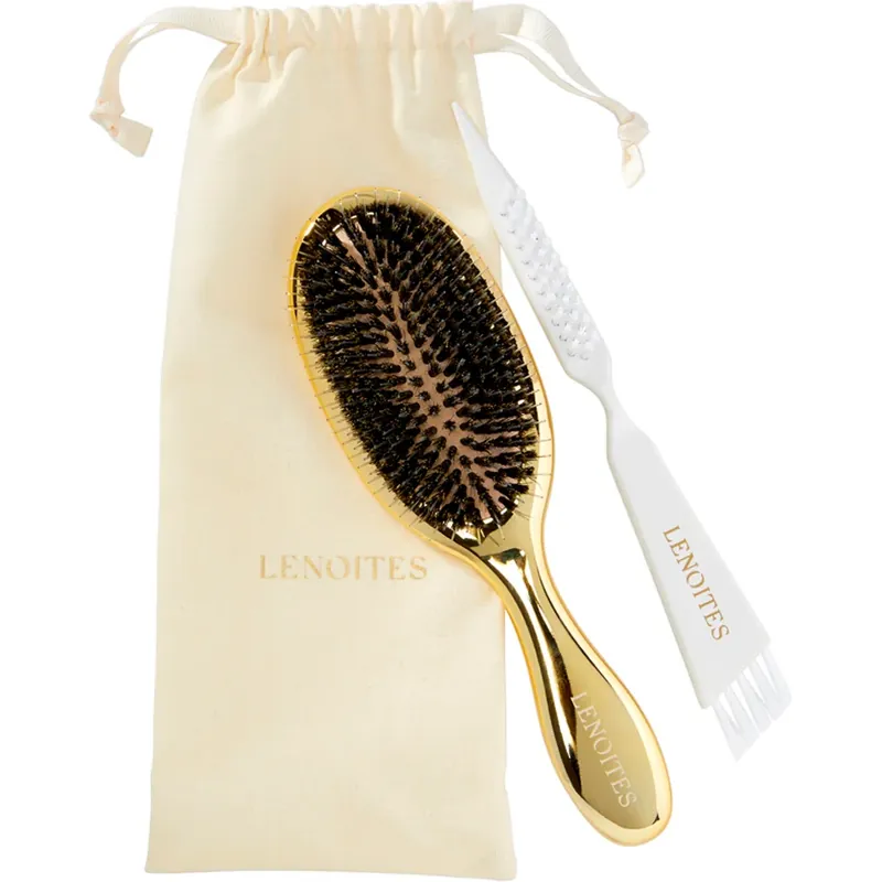 Suosittu LenoitesWild Boar Hair Brush with Cleaning ToolGold 1 pcs