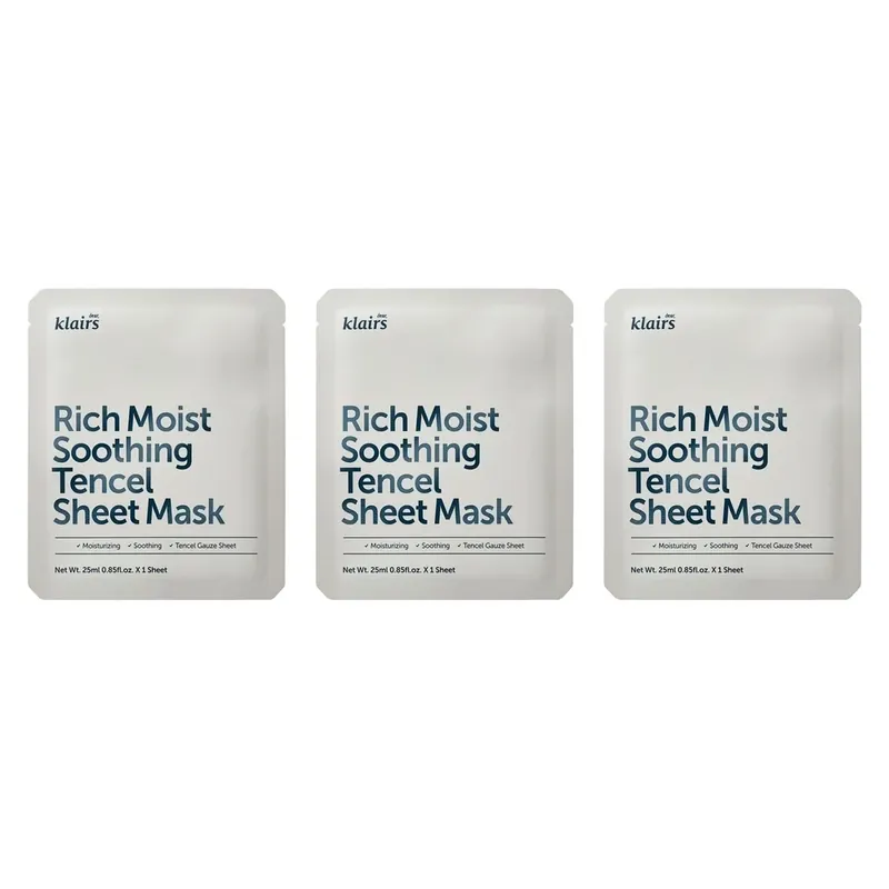 Alennettu Hinta KlairsKlairs Rich Moist soothing sheet mask3-pcs, 3 x 23 ml 69 ml
