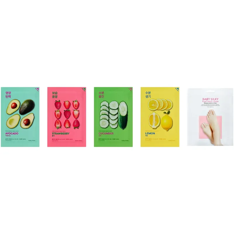 Nopea Toimitus Holika HolikaUltimate Sheet Mask Discovery Set4 X 20 ml Face Masks & 1 X 18 ml Foot Mask 98 ml