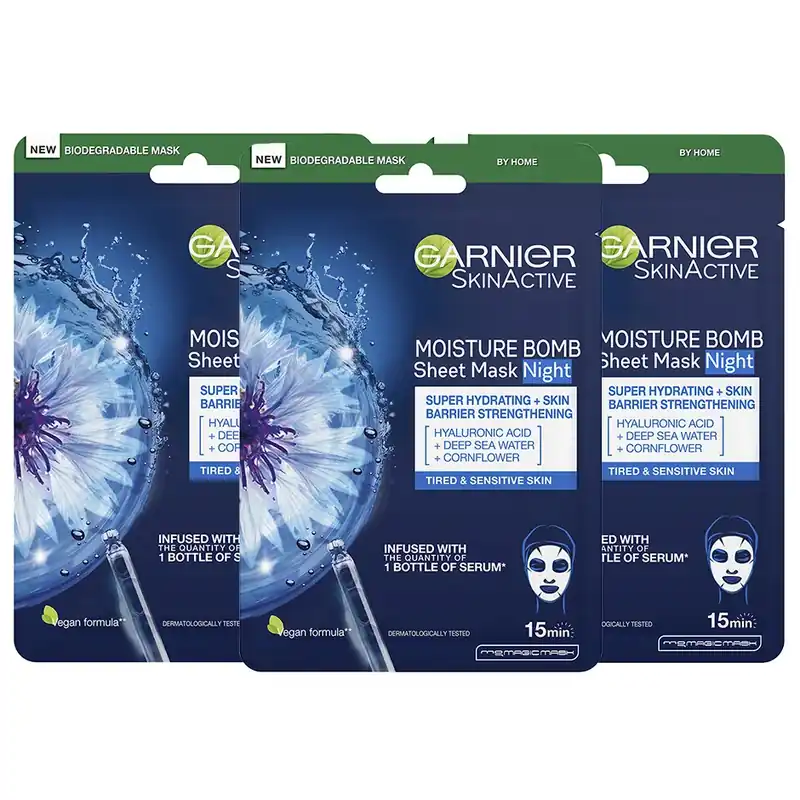 Alennettu GarnierMoisture Bomb Sheet Mask Night3 Pcs