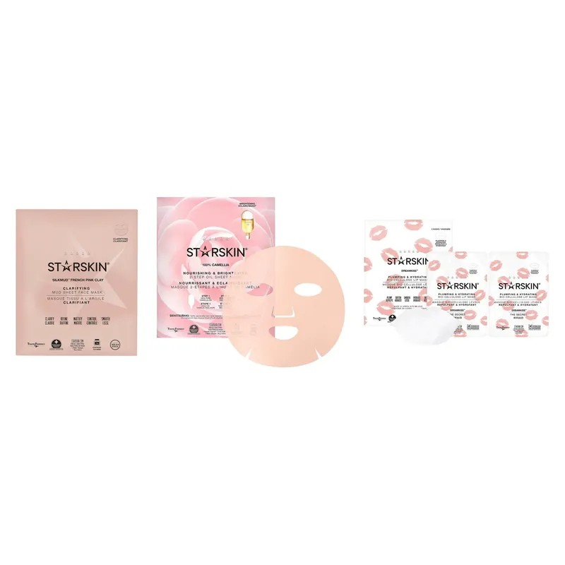 Lähetetään Heti StarskinGlow & Plump Mask TrioPink Clay 16g, Camellia Oil 25g, Lip Mask 10g 51 g