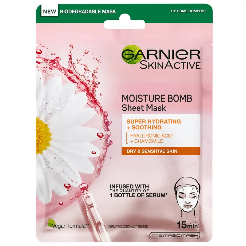 Erikoistarjous GarnierSkin Active Moisture Bomb Tissue MaskPink 28 g