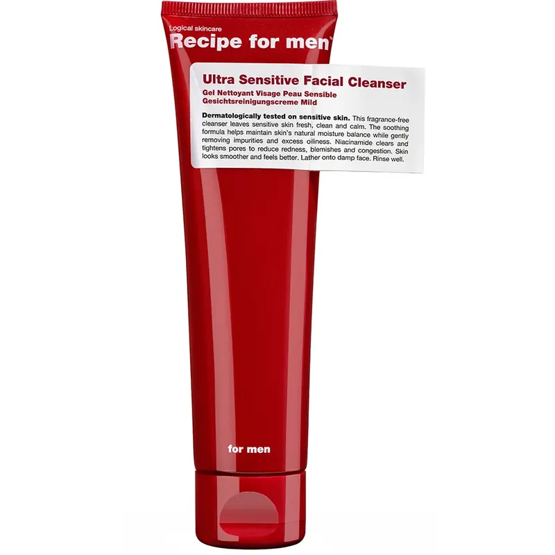 Recipe for menUltra SensitiveFacial Cleanser 100 ml Nopea Toimitus