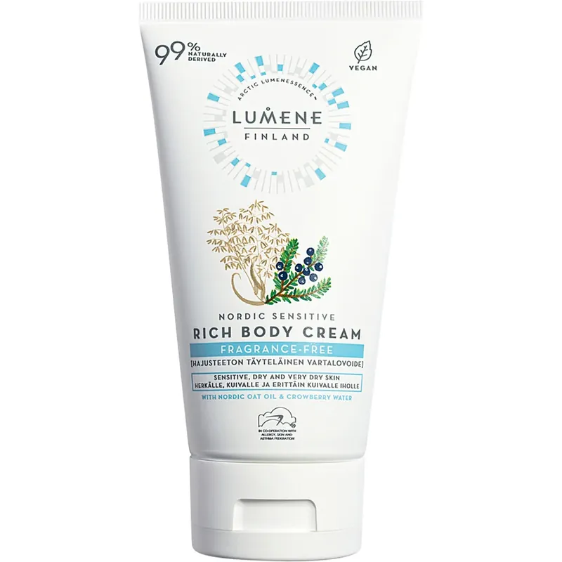 Asiakkaiden Suosikki LumeneNordic SensitiveFragrance-free Rich Body Cream 150 ml