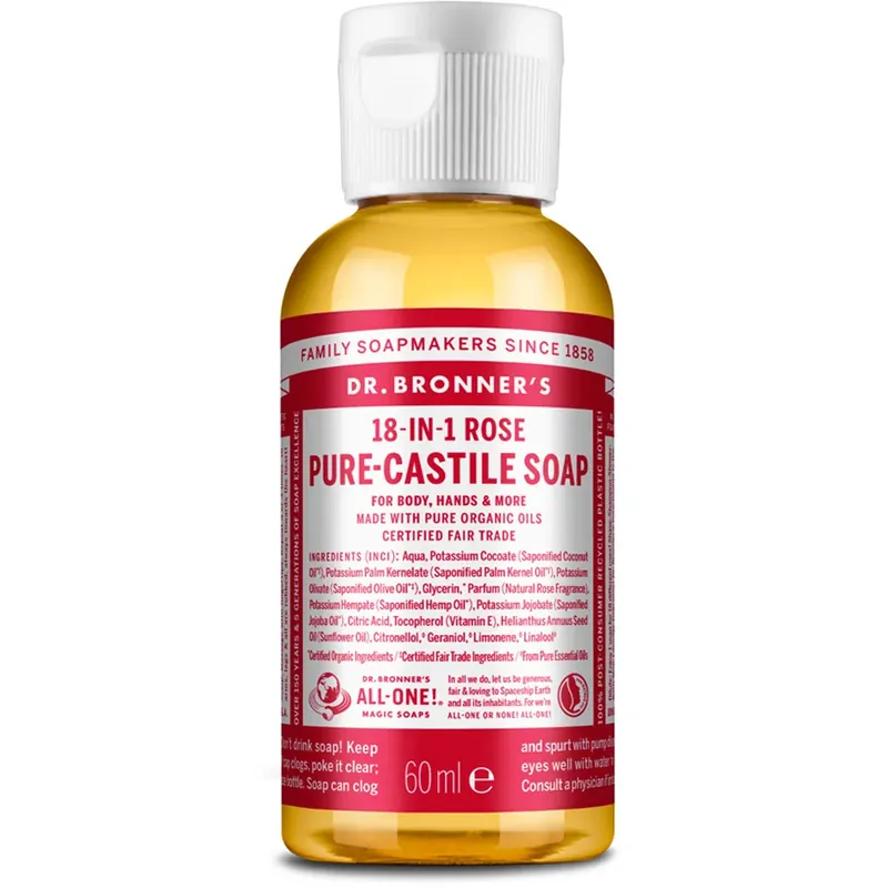 Vain Rajoitetun Ajan Dr. Bronner‘sPure Castile Liquid SoapRose 60 ml