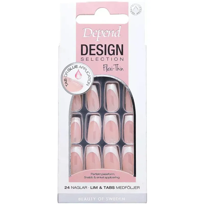 DependDesign SelectionFrench White Chrome Short Coffin nord 24 pcs Poisto