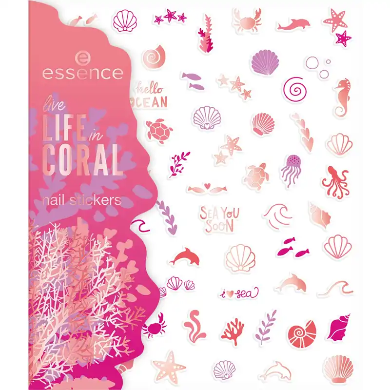 Uusi Malli essenceLive LIFE In CORAL Nail Stickers 72 pcs