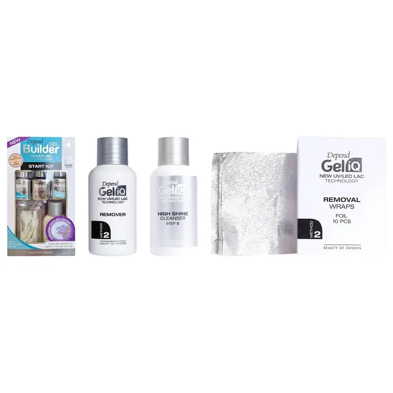 Edullinen DependGel Manicure Complete SystemStarter Kit, Remover, High Shine 35ml, Removal Wraps