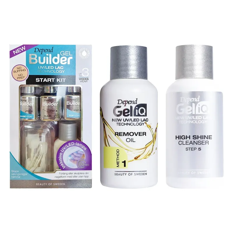 Osta Nyt DependGel Manicure Starter & Care SetBuilder Kit, Remover Oil & High Shine 35ml