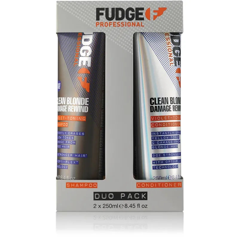 FudgeClean Blonde Damage Rewind Violet DuoShampoo & Conditioner 2x250ml 500 ml Alennus