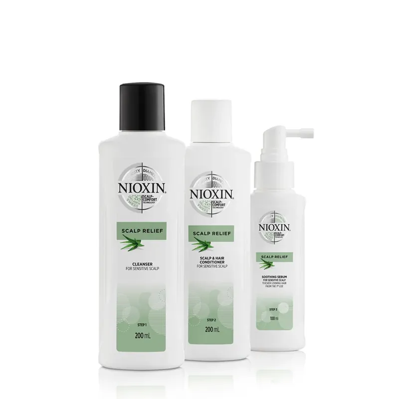 Sertifioitu NioxinScalp Relief KitShampoo, Conditioner & Serum 500 ml