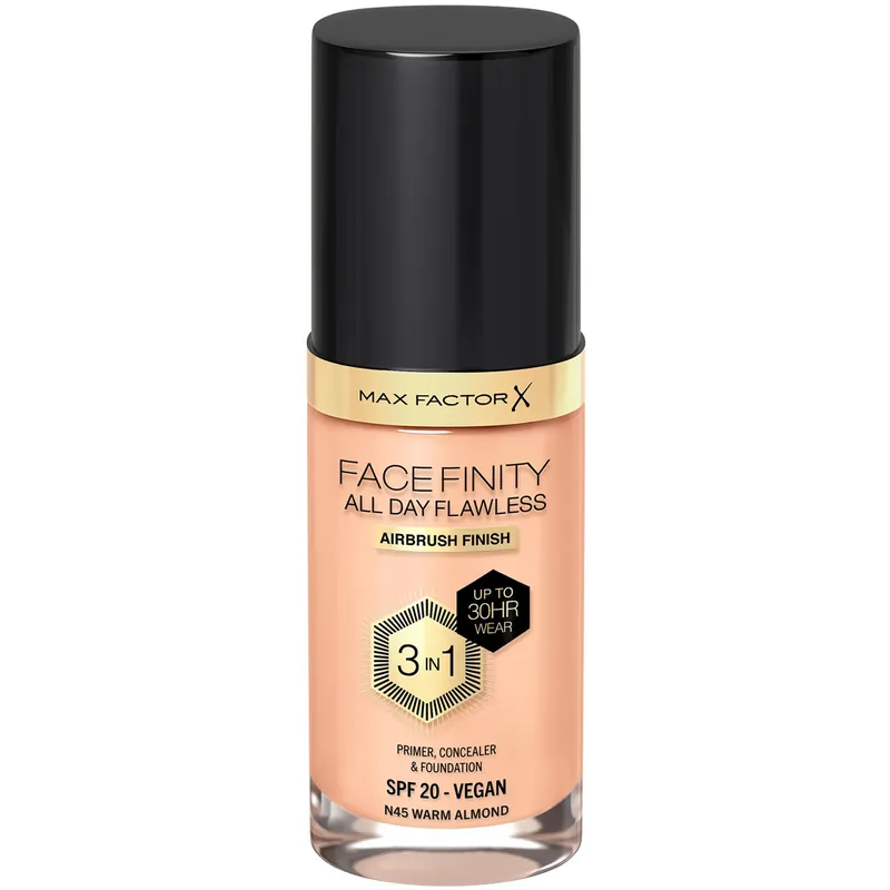 Max FactorAll Day Flawless 3in1 Foundation45 Warm Almond Tarjoushinta