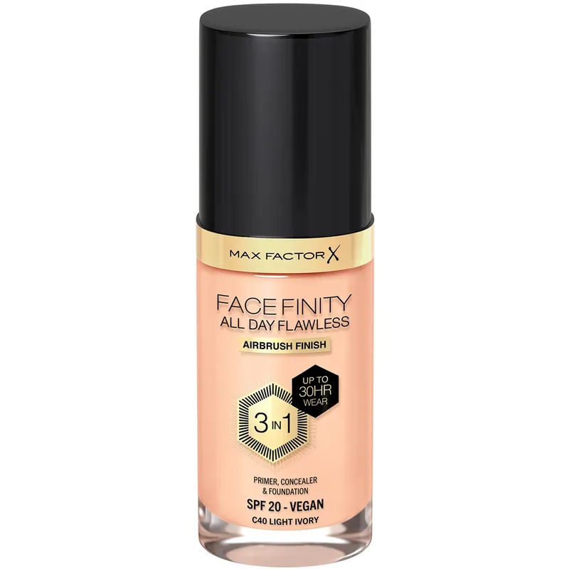 Max FactorAll Day Flawless 3in1 Foundation40 Light Ivory Löytö