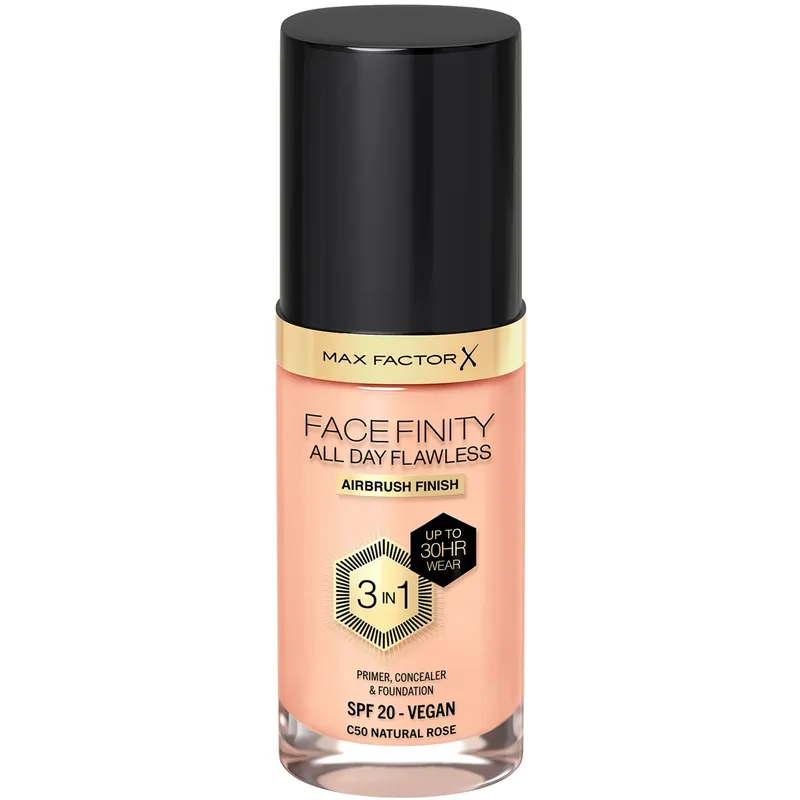 Max FactorAll Day Flawless 3in1 Foundation50 Natural Rose Pakollinen (Must-Have)