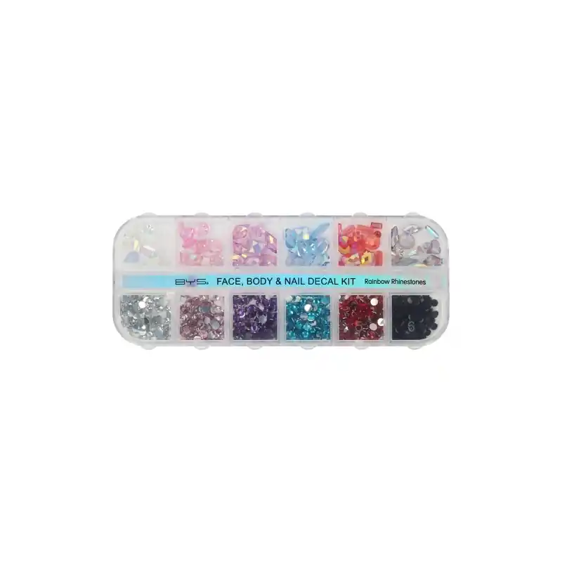 Vain Tänään BYS Face Body and Nail Decal Kit Rainbow Rhinestones