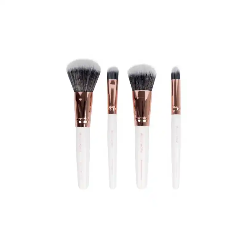 Brushworks White & Gold Travel Makeup Brush Set Halpa
