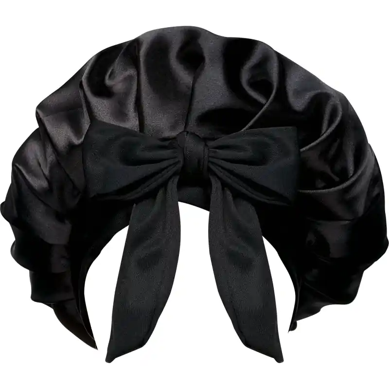 Suosittu Brushworks Double Layer Satin Hair Bonnet Black