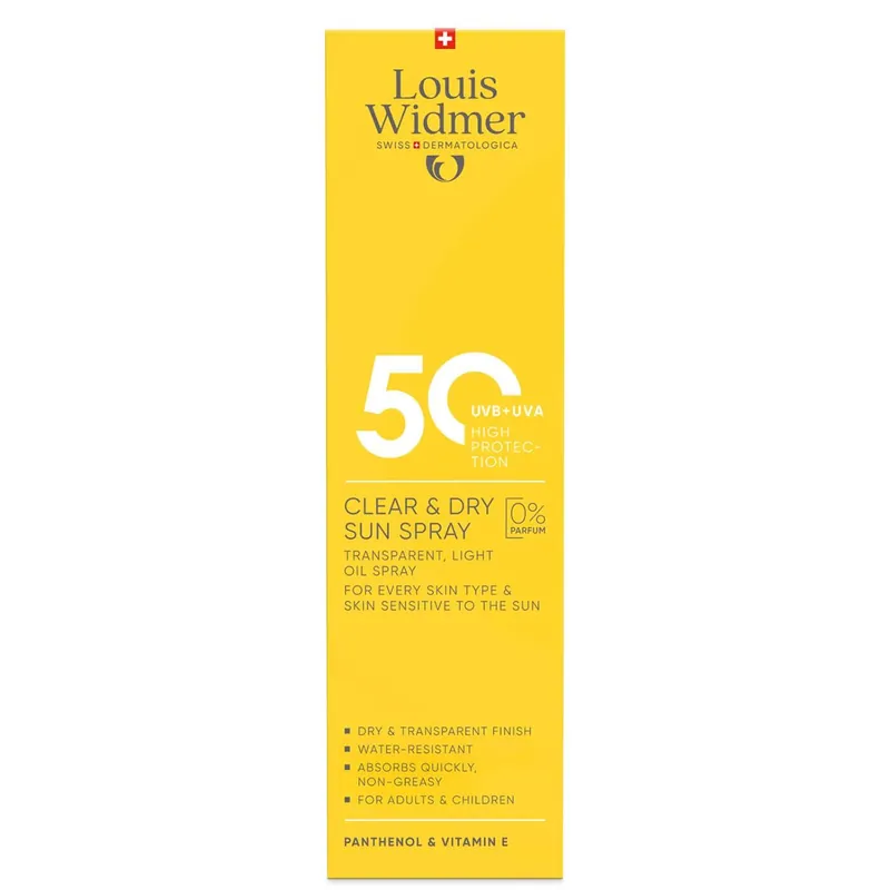 Nopea Toimitus LOUIS WIDMER SUN CARE CLEAR & DRY SPRAY SPF50 HAJUSTEETON 200 ml