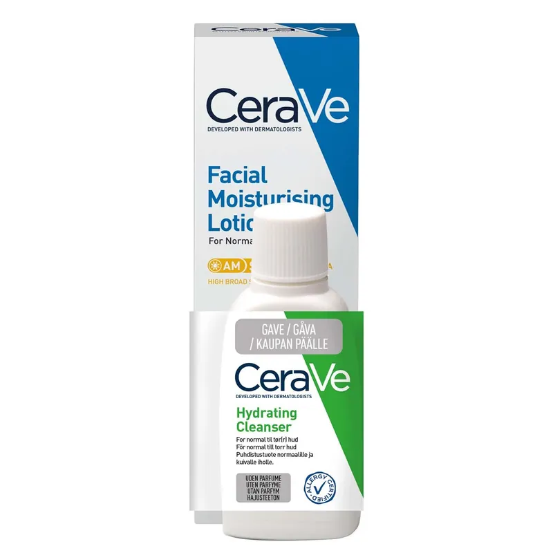 Kuuma Tarjous CERAVE FACIAL MOISTURISING LOTION SPF50 52 ML+HYDRATING CLEANSER 20 ML