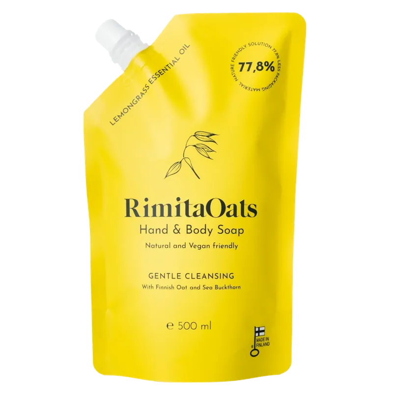 Kuuma Tarjous RimitaOats Hand & Body Soap - Käsi- ja vartalosaippua Täyttöpakkaus 500 ml