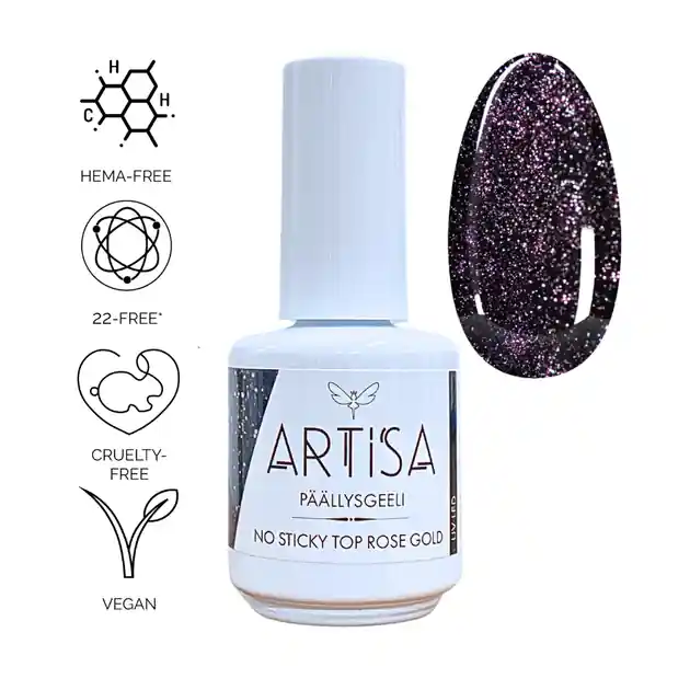 Kausialennus Päällysgeeli - ARTISA - No Sticky Top Rose Gold