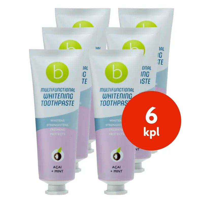 Beconfident valkaiseva hammastahna 75ml acai+minttu x 6 - säästöpakkaus Edullinen Hinta