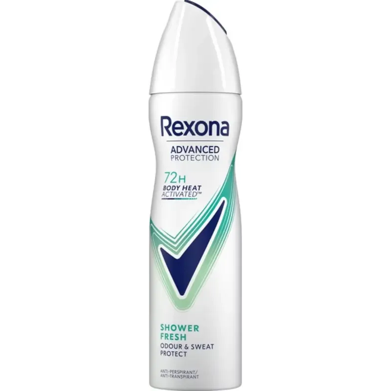 REXONA ADVANCED SHOWER FRESH ANTIPERSPIRANTTI SPRAY 150ML Uusi Malli