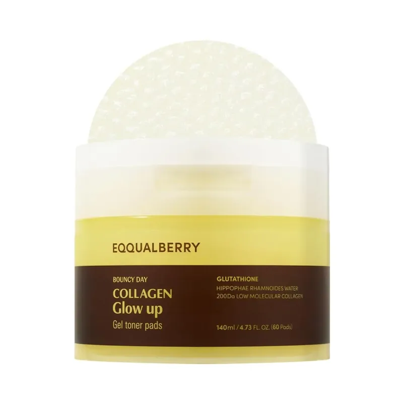 EQQUALBERRY Collagen Glow Up Gel Toner Pads kasvovesilaput Edullinen
