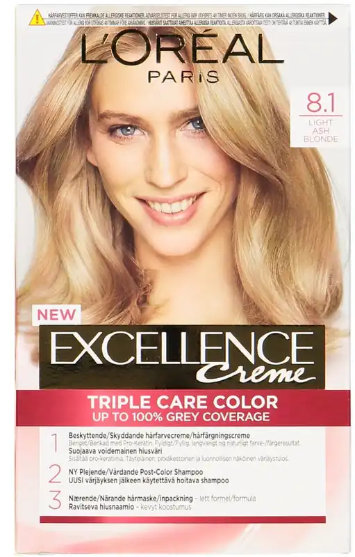 Paris Excellence Creme 8.1 Light Ash Blonde Keskivaalea Tuhka Nopea Toimitus